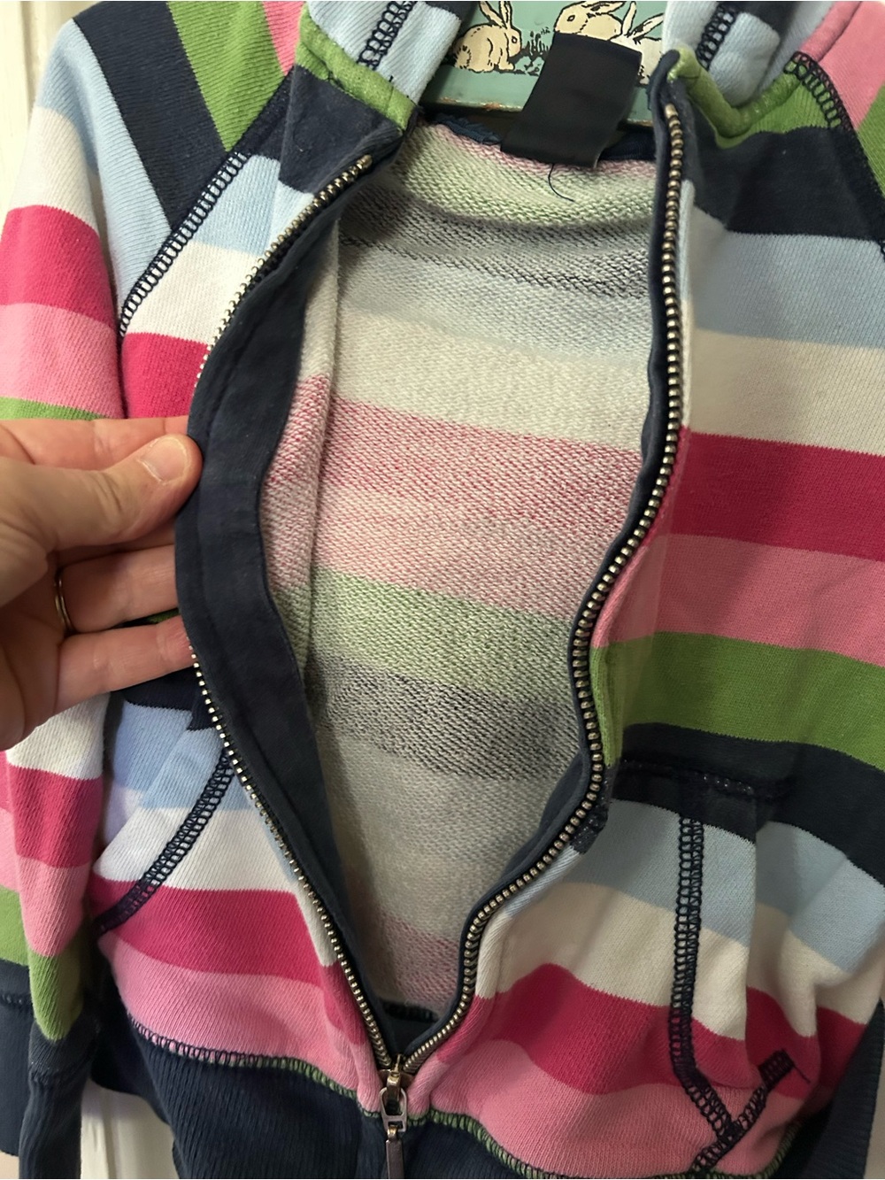 GAP Kids Striped Zip Hoodie - Pink, Green, Light Blue, Navy, White - Picture 5 of 6